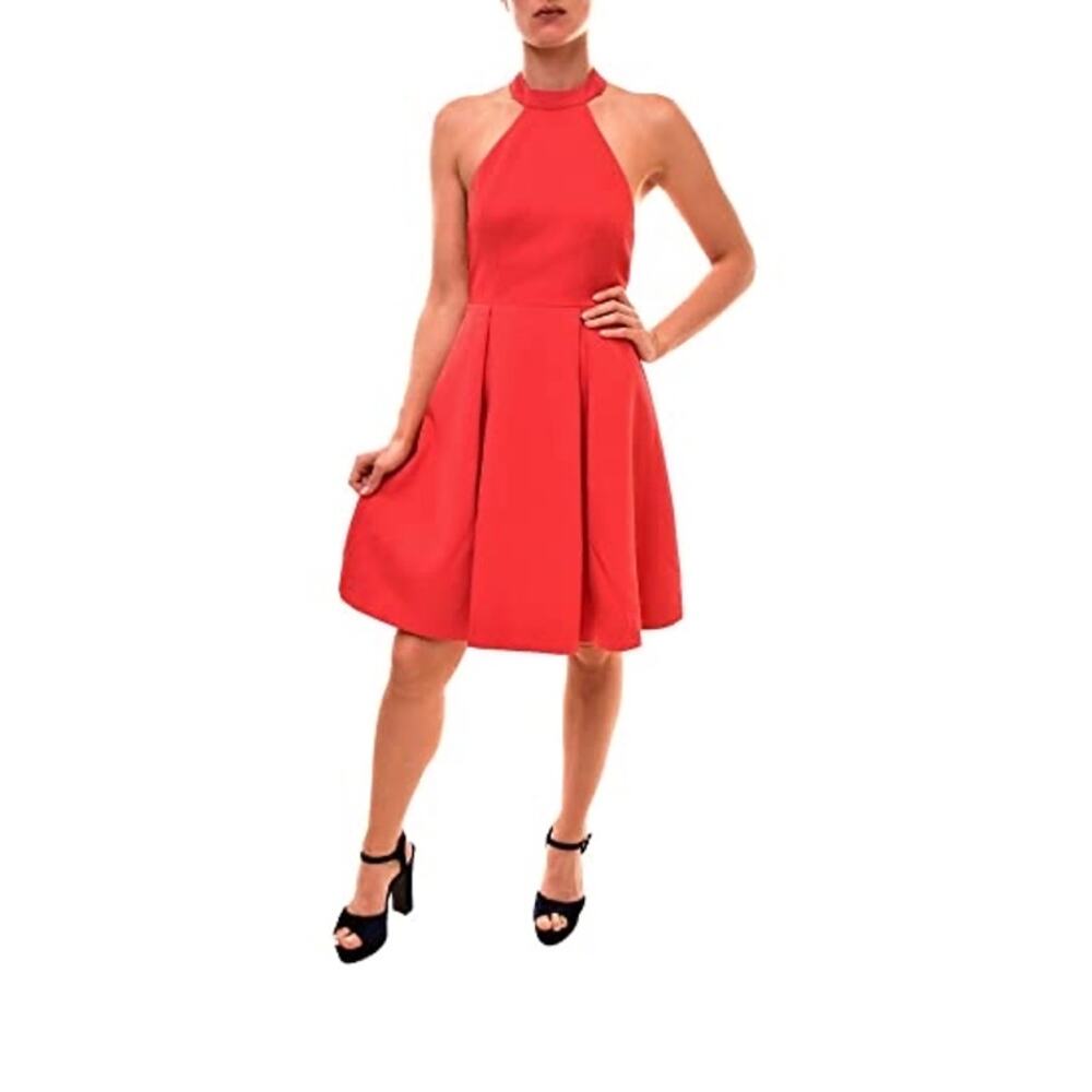 Keepsake the Label Pleated‎ Swing Halter City Heat Party Cocktail Dress Large
